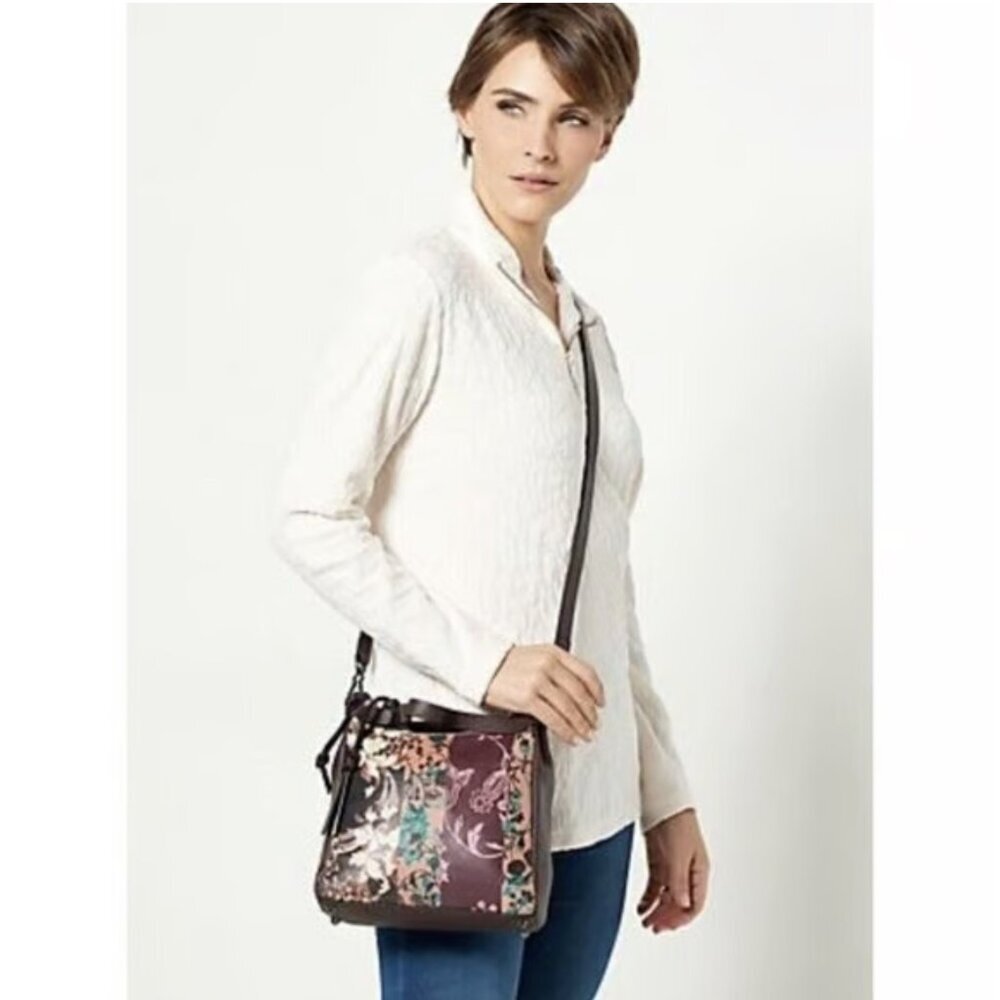Vince Camuto Genune Leather AB- Alora- CB Black Cherry Multi Crossbody Bag